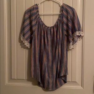 Off the shoulder top with lace detail on sleeves